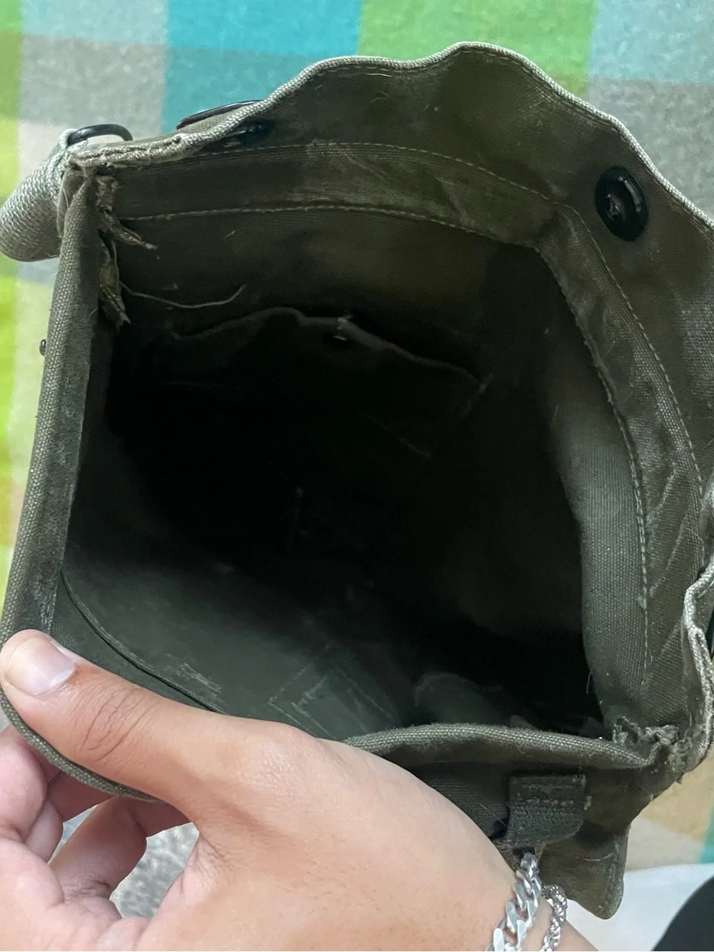 Vintage US Army M1950 canvas olive green bag #military
